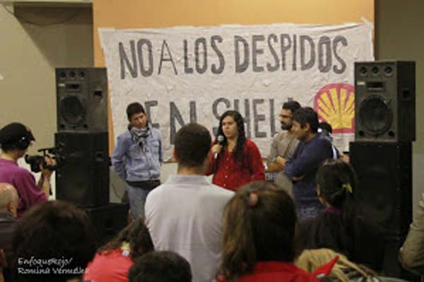 Peña solidaria contra despidos en Shell y Calsa