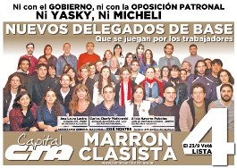 El 23 de septiembre votá a la Lista 4 Marrón Clasista