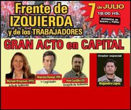 Gran acto en Capital | 7 de julio | 18 hs.