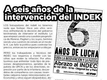 A seis años de la intervención del INDEK