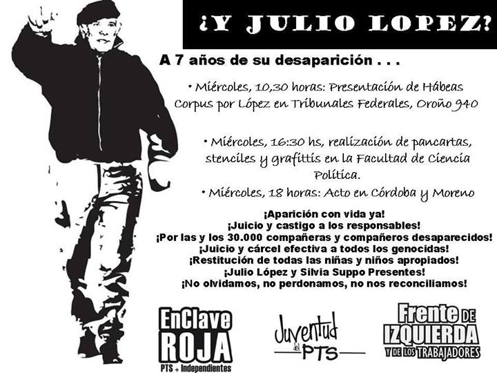 Rosario | El Frente de Izquierda presenta hábeas corpus y se moviliza por Julio López