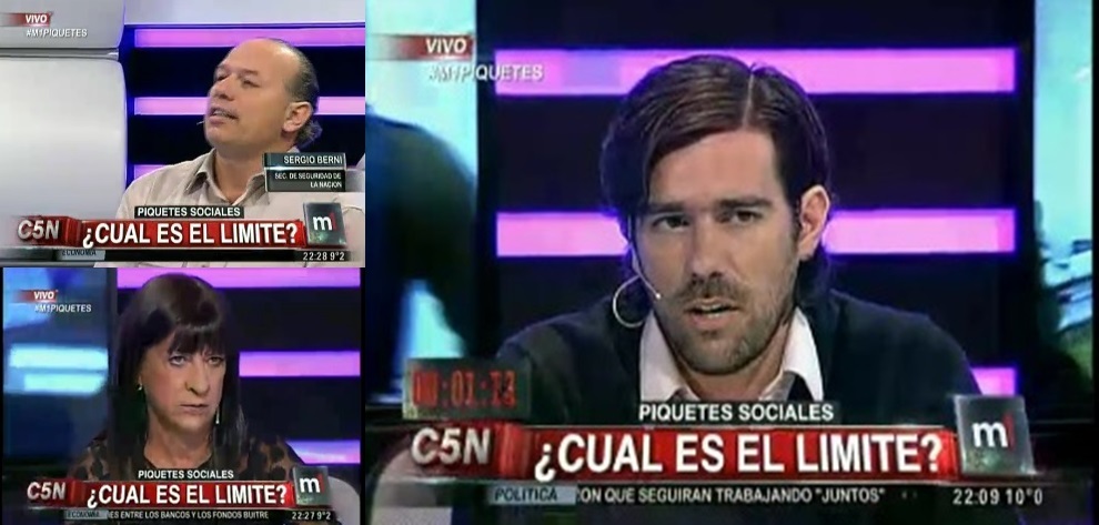 Cruce de Nicolás del Caño con Sergio Berni y Diana Conti en C5N
