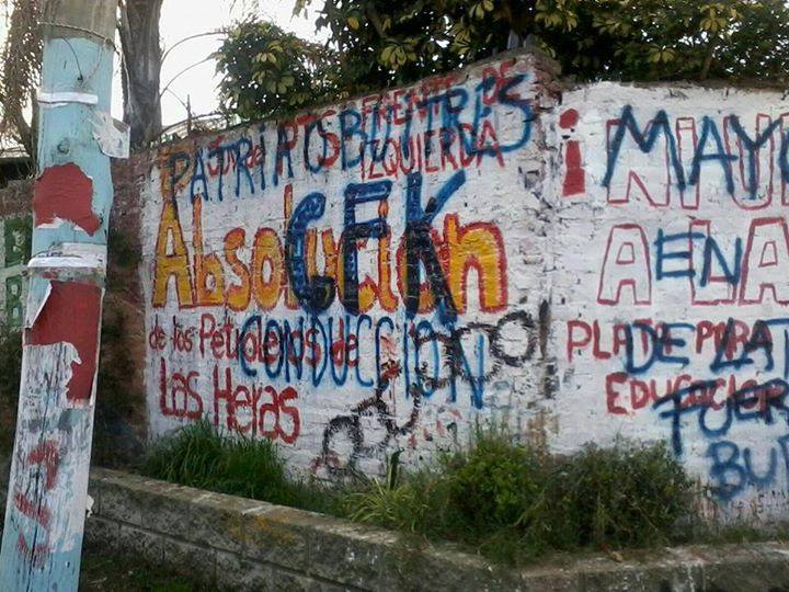 Tapan mural por la Absolución de los Petroleros de Las Heras en Quilmes
