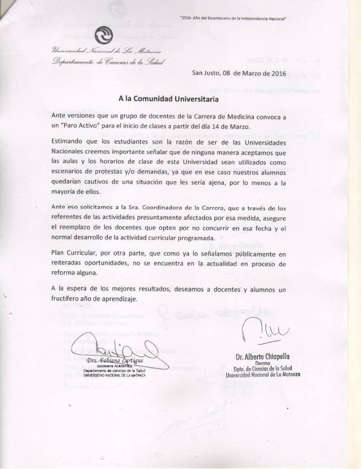 Gonzalez Seligra: “Las autoridades de la universidad quieren prohibir el derecho a huelga de los docentes”