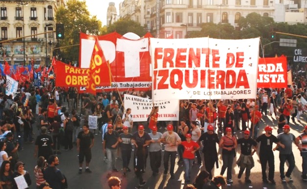 Primero de Mayo: acto de la izquierda y el sindicalismo combativo frente a la Bolsa de Comercio
