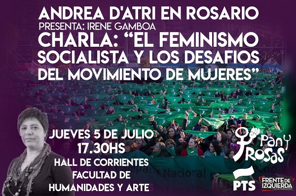 Este jueves charla: "El feminismo socialista y los desafíos del movimiento de mujeres" con Andrea D´atri