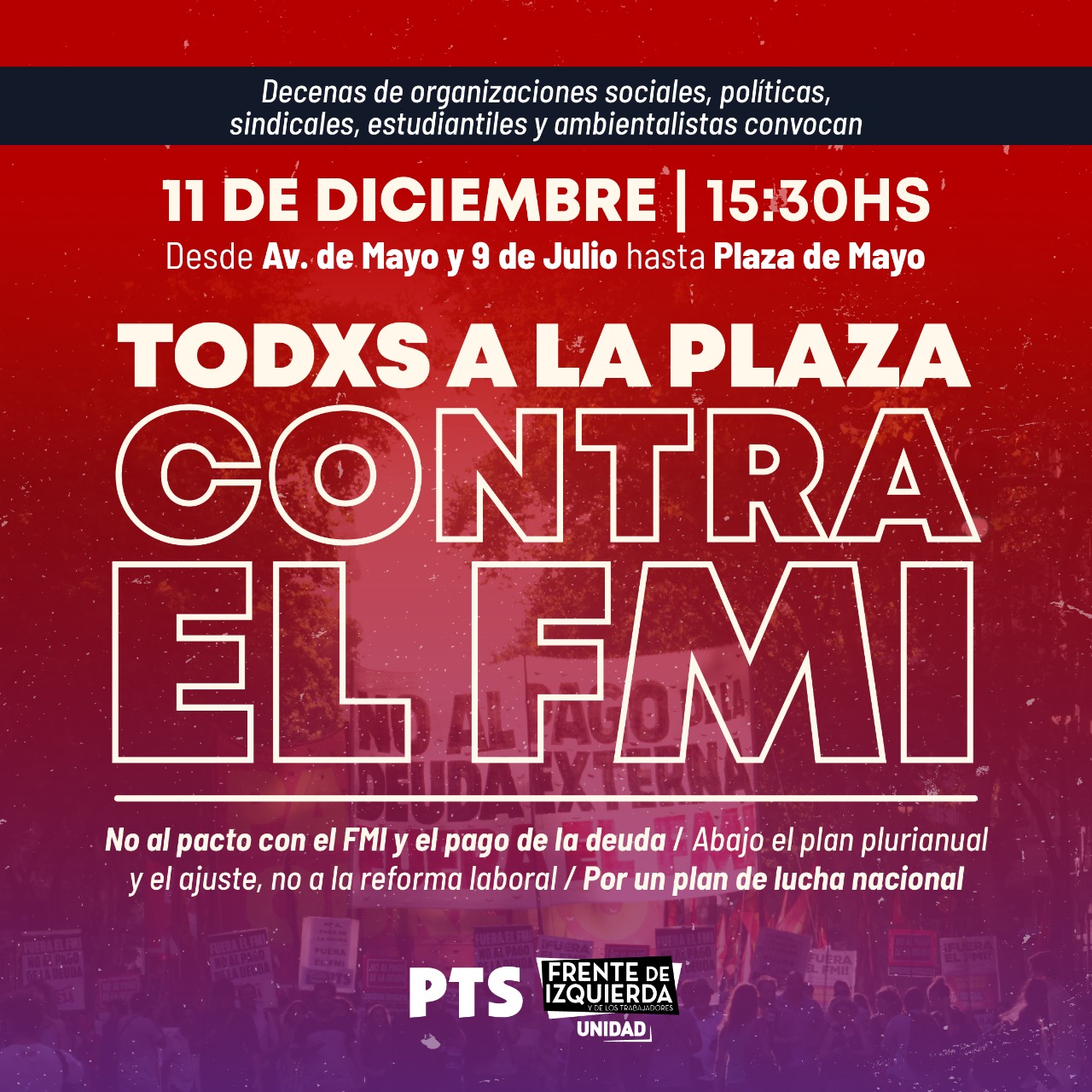 Sábado 11 de diciembre: llenemos Plaza de Mayo contra el FMI