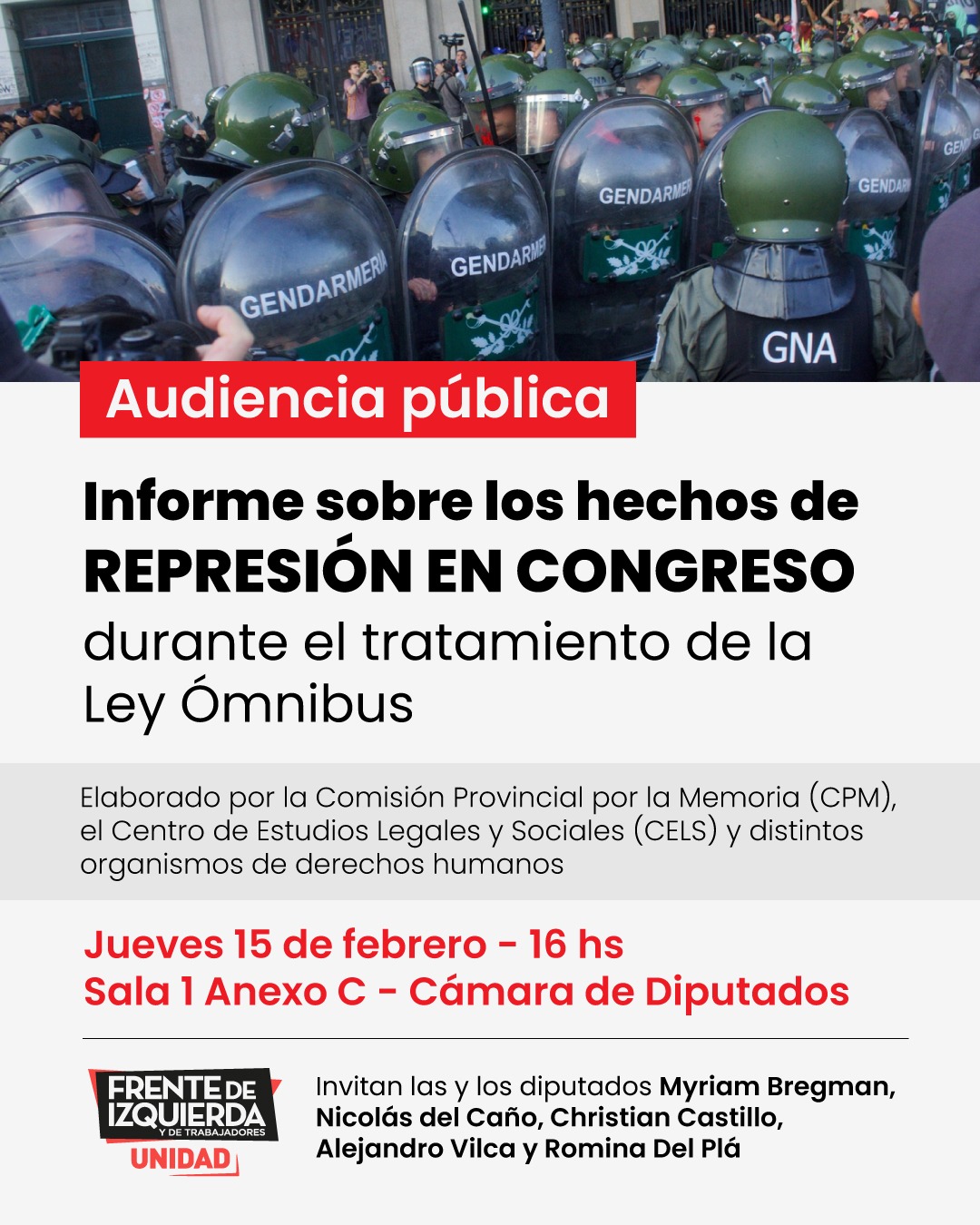 Presentarán informes a la Cámara de Diputados sobre la represión en las manifestaciones contra la Ley Ómnibus