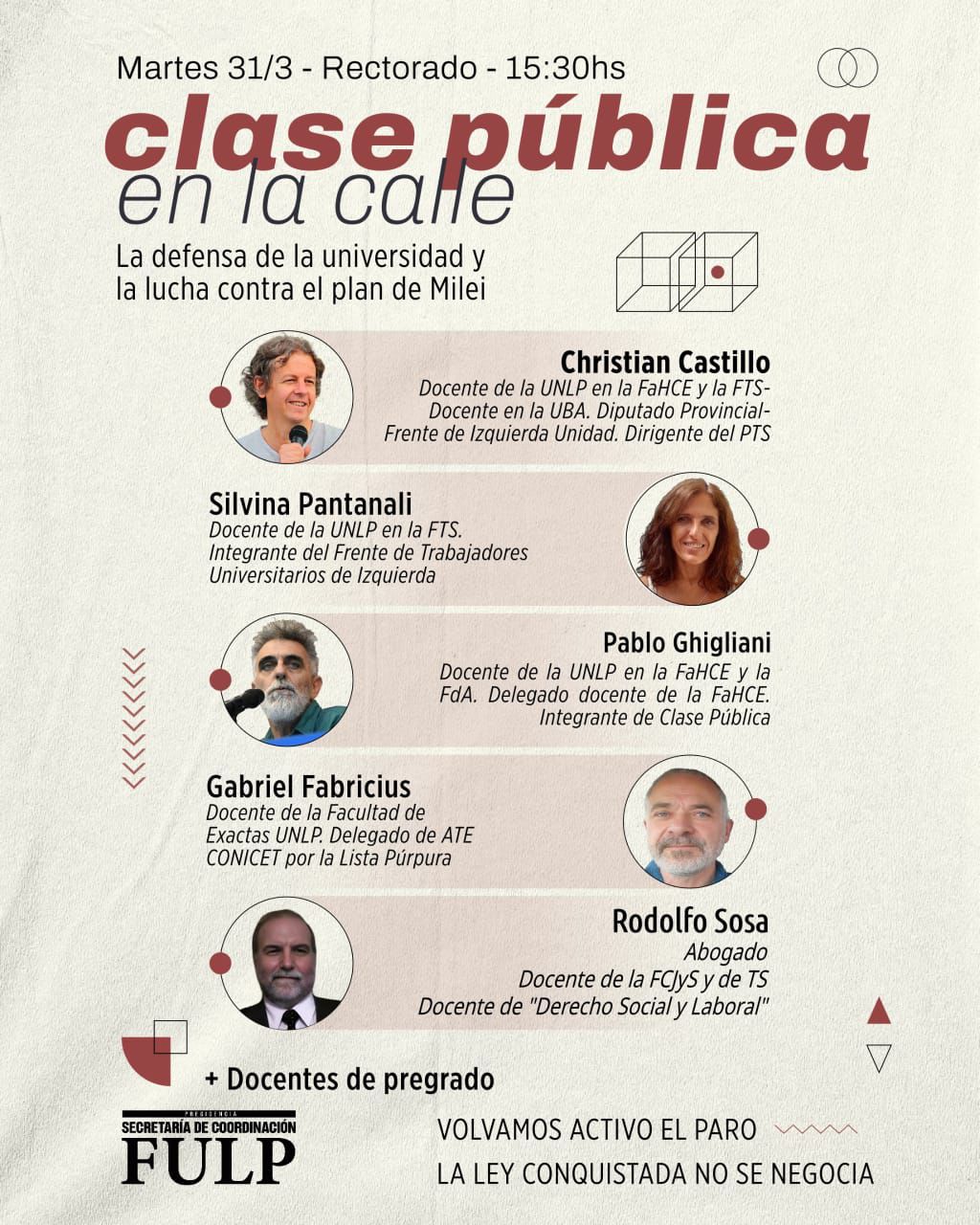 Clase pública en la calle por la ley de financiamiento universitario