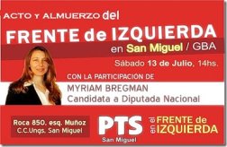 Myriam Bregman encabeza acto del FIT en San Miguel