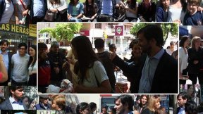 Del Caño estuvo con estudiantes secundarios y visitó Las Heras antes de su cierre de campaña