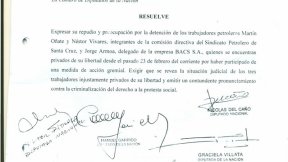 Diputados de nueve bloques expresaron su repudio y preocupación por los petroleros presos