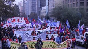 Importante bloque sindical clasista y combativo en marcha de la CUT