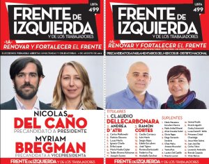 Las boletas de las listas de Nicolás del Caño para el Frente de izquierda 