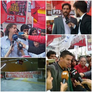 Conferencia de prensa de dirigentes sindicales y diputados de izquierda organizadores de paro y cortes de hoy